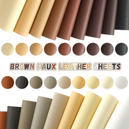 18 Pieces Faux Leather Sheets 8×12 inches Deep Brown - color: Multicolor-deep Brown