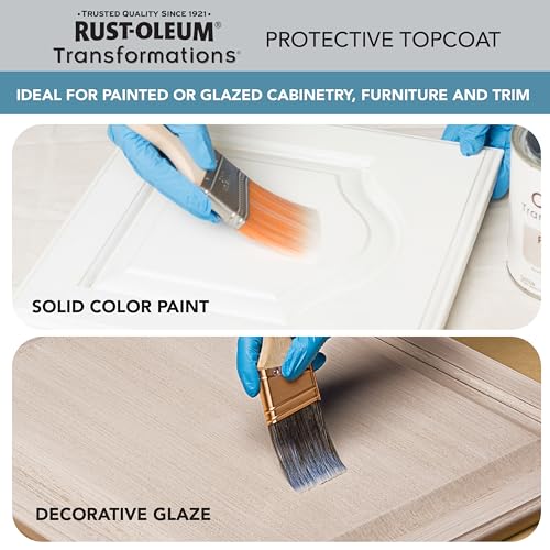 Rust-Oleum Transformations Protective Topcoat | Scratch & Stain Resistant Finish | Crystal Clear & Odorless | Ideal for Cabinets & Trim | Semi-Gloss | Quart