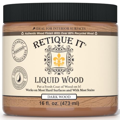 Retique It Liquid Wood - Dark Wood Pint - Paint and Stain It - Stainable Fiber Paint - Put a Fresh Coat on It (16 Fl Oz) - color: 3 Dark Wood, size: 16 Fl Oz (Pack of 1)