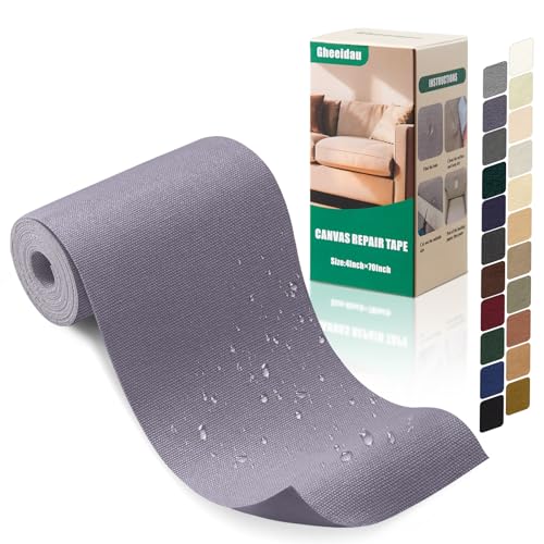 Gheeidau Canvas Repair Tape 4×70 Inch Waterproof Self-Adhesive Fabric Repair Patch for Repairing Boat Covers,Tents,Patio Umbrellas,Car Seats,Luggage,Sofas.(Grey1.0) - color: Grey1.0, size: 4"×70"