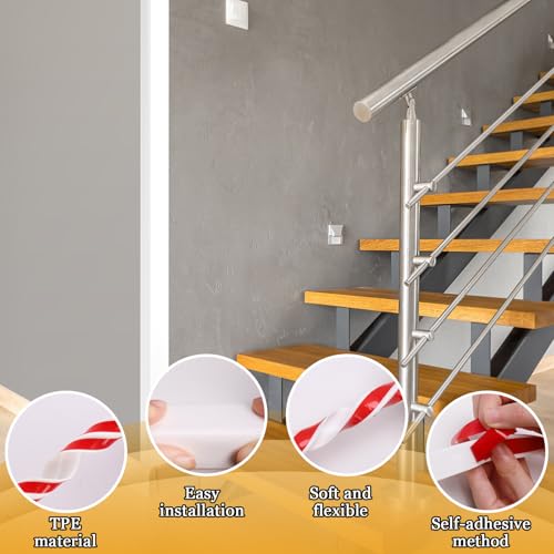 Wall Corner Protector Self-Adhesive Flexible – Durable Rubber, Furniture Edge Guard, Easy to Install, White, Prevents Wall Damage, Ideal for Home or Office Use - size: 1.6in×20ft