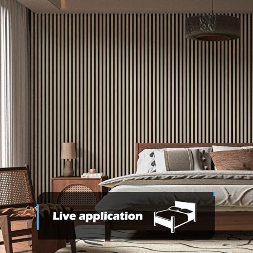 Art3d Acoustic Wood Slat Panels 94.5"x24", 2-Pack, 31sq.ft, Brown Oak - color: Brown Oak