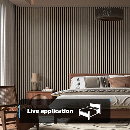 Art3d 108 x 12 in 3D Fluted Soundproof Wood Slat Wall Panel, 4-Pack, Oak - color: Oak, size: 4pcs - 108" x 12"