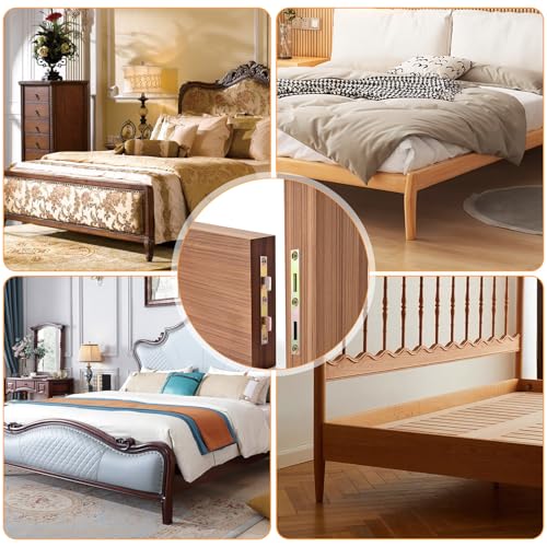 4 Sets Metal Bed Rail Fasteners, 5 Inch Heavy Duty Bed Rail Brackets with Screws, Heavy Duty Hardware Frame Replacement Parts for Furniture Wood - size: 4 Sets