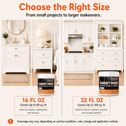 DWIL Cabinet Paint, Water Based Kitchen Cabinet Paint, Furniture Paint, Wood Paint, Low Odor, Fast Drying, Semi-Gloss, 16oz Vanilla White - color: Vanilla White, size: 16 Fl Oz (Pack of 1)