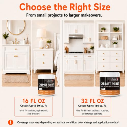 DWIL Cabinet Paint, Water Based Kitchen Cabinet Paint, Furniture Paint, Wood Paint, Low Odor, Fast Drying, Semi-Gloss, 32oz Vanilla White - color: Vanilla White, size: 32 Fl Oz (Pack of 1)