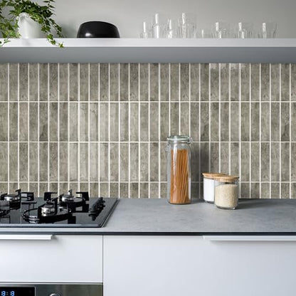 Alwayspon 10 Sheets 12x12inch Brown 3D Vinyl Backsplash Tiles, Self-Adhesive Peel and Stick Wall Tile Stickers Stick on Subway Tiles for Kitchen Bathroom Wall - color: Brown