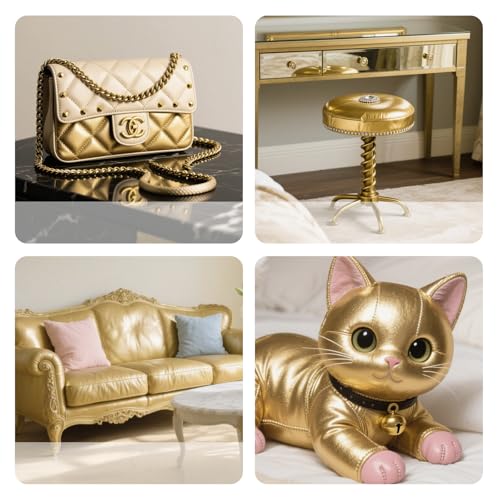 Faux Leather Fabric Smooth Solid 54" x 36" (Golden) - color: Golden