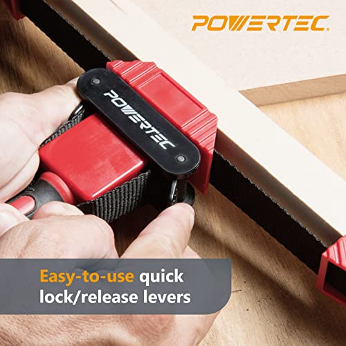 POWERTEC 2PK Strap Clamps for Woodworking – Quick Release Band Clamps with Ergonomic Handle, Adjustable Picture Frame Clamp, 13 ft Strap Belt Clamps for Cabinets and Drawers (71122-P2) - style: 2 Pack