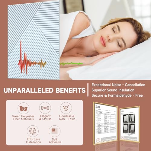 TO-TH Acoustic Wall Panels Peel and Stick Sound Proofing Panel 6Pack, White - color: White