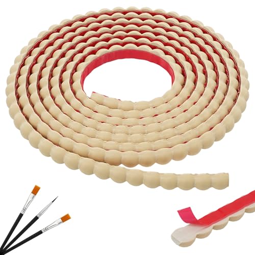 10ft Decorative Bead Pearl Peel and Stick Wall Molding Trim, Wood - color: Wood, size: 0.59'' -10FT