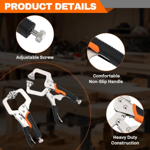 4 Pack 6-Inch C Clamp Locking Pliers Vice Grip Welding Clamps