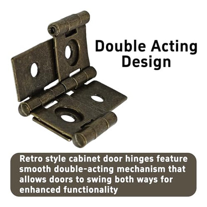 12PCS 47x47mm Double Acting Folding Screen Hinges, Retro Style Cabinet Door Hinges with Mounting Screws, Antique Bronze - color: Antique Bronze