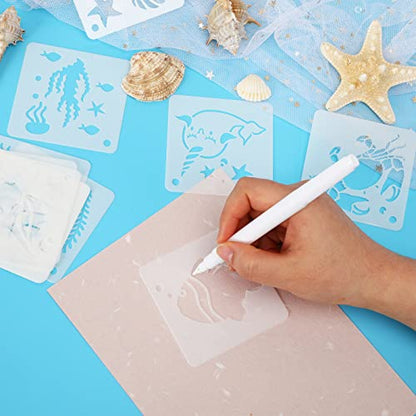 Augshy 56 Pieces Small Summer Sea Ocean Beach Stencils for Painting Crafts - style: Ocean Creatures