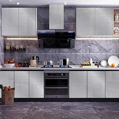 Abyssaly Silver Stainless Steel Peel and Stick Wallpaper Refrigerator Wrap - color: Silver, size: 17.71" X 393.7"