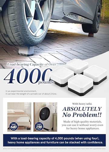 EclatBain Adjustable Bed Risers 3&4.3 Inch, 4000 lbs, 4 Pack Gray - color: Square-4 Pack-grey, size: 2 Layer(3inch)