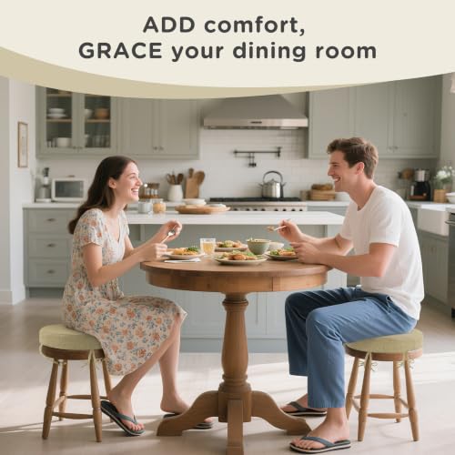 AddGrace Round Bar Stool Cushions with Ties Set of 2 12" Beige - color: Beige