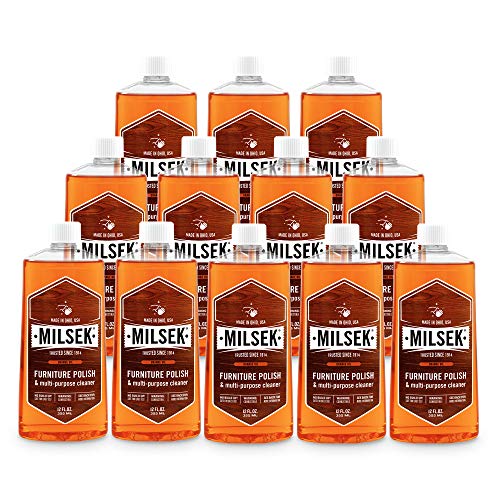 Milsek Furniture Polish and Wood Cleaner with Orange Oil - Multipurpose Cleaning Supplies for Home and Household from Hardwood Floors to Kitchen Cabinets- 12 Fl Oz (Pack of 12) - style: 12 Fl Oz (12 Pack)
