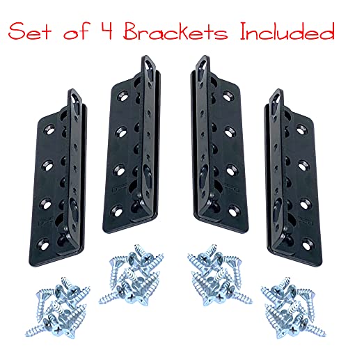 Set of 4 - No Mortise Bed Frame Brackets - Connects Headboard & Footboard to Side Rails - Screws & Instructions Included - size: Full