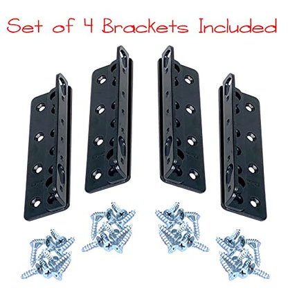 Set of 4 - No Mortise Bed Frame Brackets - Connects Headboard & Footboard to Side Rails - Screws & Instructions Included - size: Full