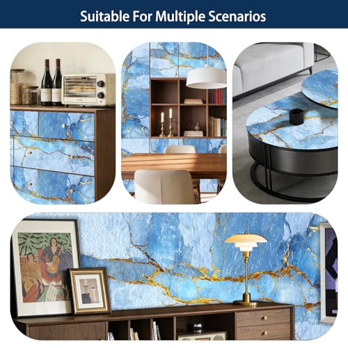 Nuxovilar Light Blue Crystal Marble Wallpaper Peel Stick 15.75x39.37 - color: YFW07271, size: 15.7" x 39.4"