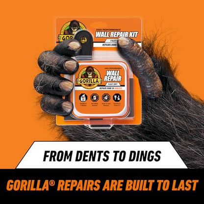 GORILLA Wall Repair Kit, Heavy Duty Spackling Tub, 4 in Patch, 8 Fl Oz (Pack of 2) - size: 8 Fl Oz (Pack of 2)