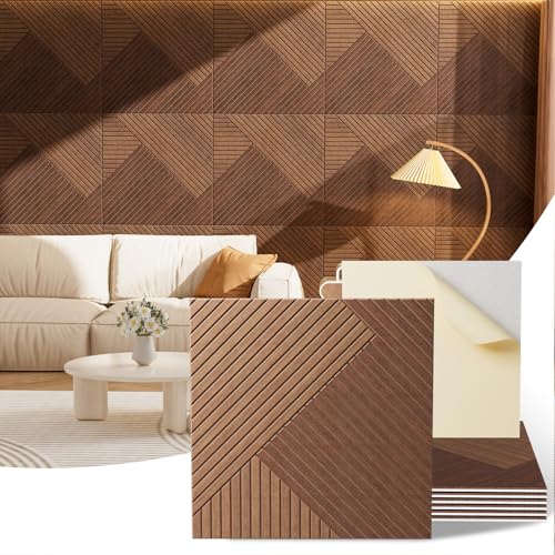 Acoustic Wall Panels, 6 Piece 23.62" X 23.62" Peel and Stick Wall Panels - color: Tri-Tone Chevron Weave, size: 72 X 48 Inches