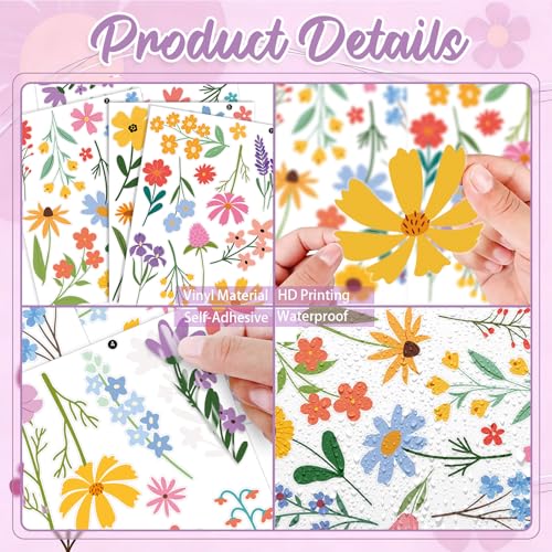 Spring Flower Wall Stickers, 8 Sheets 90 Pcs - color: Spring Flower
