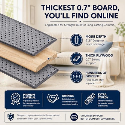 Greaton, Heavy Duty Couch Support Board, 21.5" x 72" Extra Thick Wood Base to Fix Sagging Seats, Reinforced Under Cushion Panel for Sofas, Chairs & Loveseats, Furniture Seat Saver, Easy Installation - size: Sofa