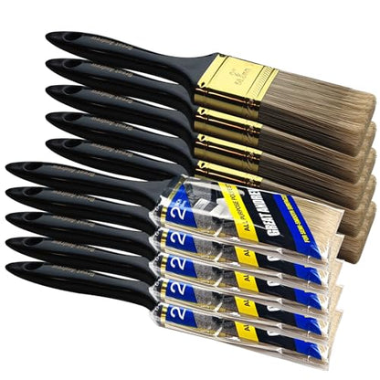 Great Andrew Paint Brushes, 10 PCS 2" Bulk Paint Brush Pack - size: 10 PCS, 2"