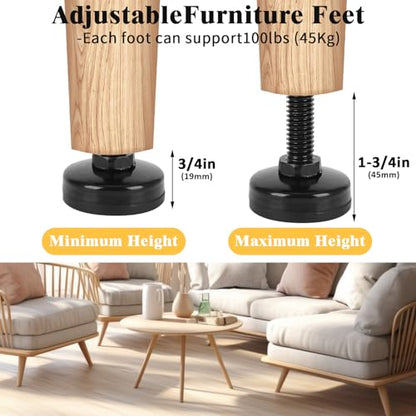 40 Pcs Adjustable Leveling Feet with T-Nut Kit, 3/8”-16 Thread Furniture Levelers - size: 40 Pcs