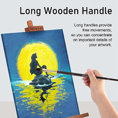 Falling in Art 9 PCS Long Handle Filbert Brushes Set - style: Filbert