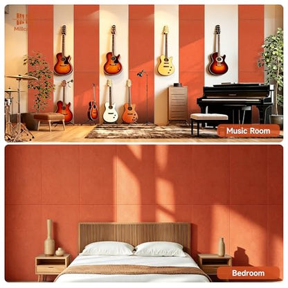 Acoustic Wall Panels,Peel and Stick,47.2"x23.6",4 Pack,Tangerine - color: Warm Tangerine, size: 4 Pack