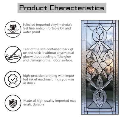 arricraft 2 Pcs Self-Adhesive Door Stickers, 31.5"x78.7" 3D Glass Pattern Door Murals Stickers Floral PVC Removable Wallpaper Decoration for Bedrooms Living Room - style: 3D Glass Floral