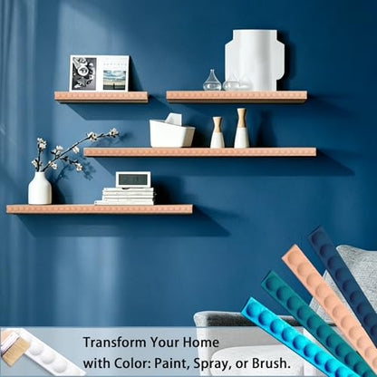 197" x 0.39" Peel & Stick Beaded Decorative Molding Trim, Flexible 3D Half-Round Dot Edge Strip for Home Decoration, Bathroom Mirror Frame, Cabinet, Backsplash Tile (Unfinished White) - size: 197" x 0.39"