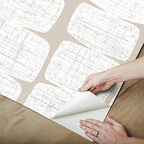 RoomMates Mid-Century Beads Peel and Stick Wallpaper, Tan - color: Tan