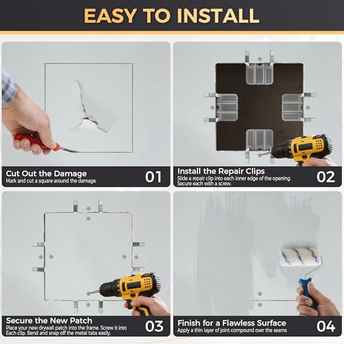 32 Pack Drywall Repair Clips,Easy Install Drywall Clip, Drywalls Patch Clip - color: Silver-32