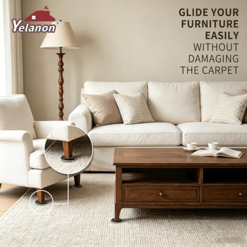 Furniture Sliders for Carpet - Yelanon 16 PCS 3.5" Furniture Moving Pads - size: 16pcs Beige 3.5"