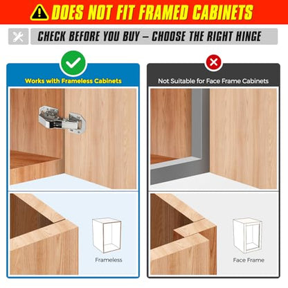Ravinte Hidden Cabinet Hinges, Concealed Cabinet Hinges Soft Close, 10 Pack