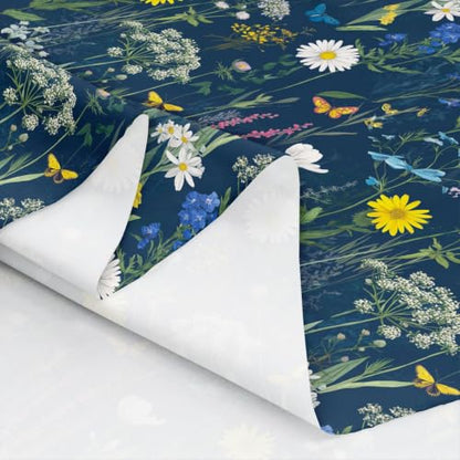 Floral Fabric By The Yard, Butterfly Upholstery Fabric, Daisy Magnolia - color: Multi 03, size: 3 Yards