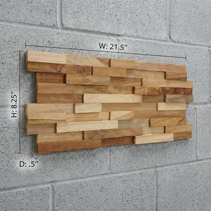 Bare Decor EZ-Wall 3D Mosaic Tile in Solid Teak Wood, 1 Sample Tile, Natural Finish Tile - size: 1 Sample Tile