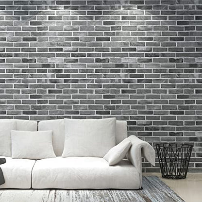 Art3d 20-Pack Durable Faux Brick Peel and Stick 3D Wall Panels, Stone Ash - color: Stone ash, size: 20pcs-27x27inch