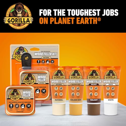 Gorilla All Purpose Wood Filler Kit, with Putty Knife and Sanding Block (Pack of 2) - size: 8 oz Kit (2-Pack)