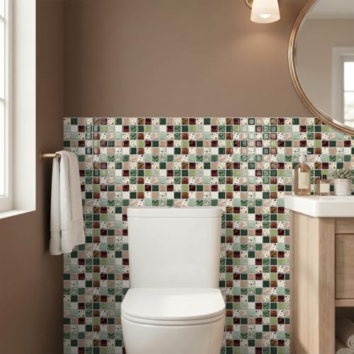 VICCI 20-Pack 6x6 Peel and Stick Backsplash 3D Mosaic Tiles - color: Earth Multi-color