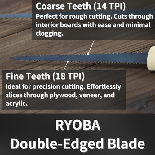 Japanese Pull Saw Woodworking Mini Keyhole Saw 4-3/4" Made in JAPAN, Ryoba Double-Edge Handsaw for Wood, Plywood, Drywall, Sheetrock, Gypsum Board, Plasterboard, Wood Handle - color: 4-3/4" Keyhole (Ryoba)
