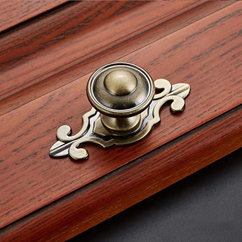 HUAMULAN Alloy Knobs Petal Cabinet Pull with Bronze Alloy Back Plate 10Pack - color: HRJ273-QingTong-10PACK