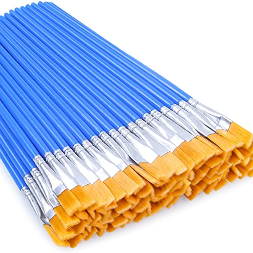 50 Pcs Flat Paint Brushes for Touch Up, Anezus Small Paint Brushes for Classroom Craft Brushes for Acrylic Watercolor Face Painting - style: flat