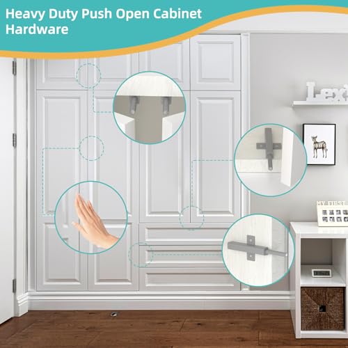 Jiayi Magnetic Push Latch, Heavy Duty Push to Open Cabinet Hardware, Strong Spring Touch Latch Push Close Door Opener for Large Drawer RV Closet, Push Magnet Release Latch Screw On (Gray, 4 Pack) - size: 4 Pack