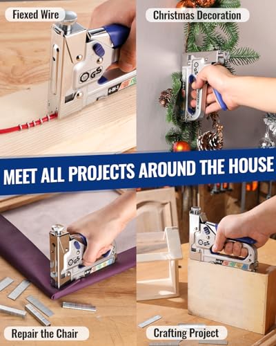 WORKPRO 4-in-1 Staple Gun, Manual Brad Nailer with 2000 Count of Staples