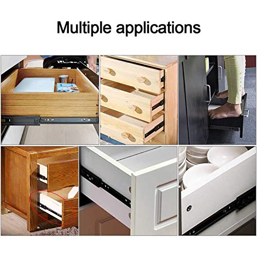2 Sections Metal Drawer Slide Rail Tracks Ball Bearing Slides Side Mount Type (11 Inch, Black)